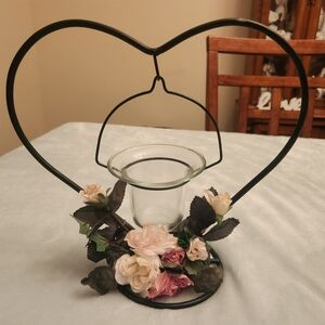 Metal Heart with Hanging Candle Holder